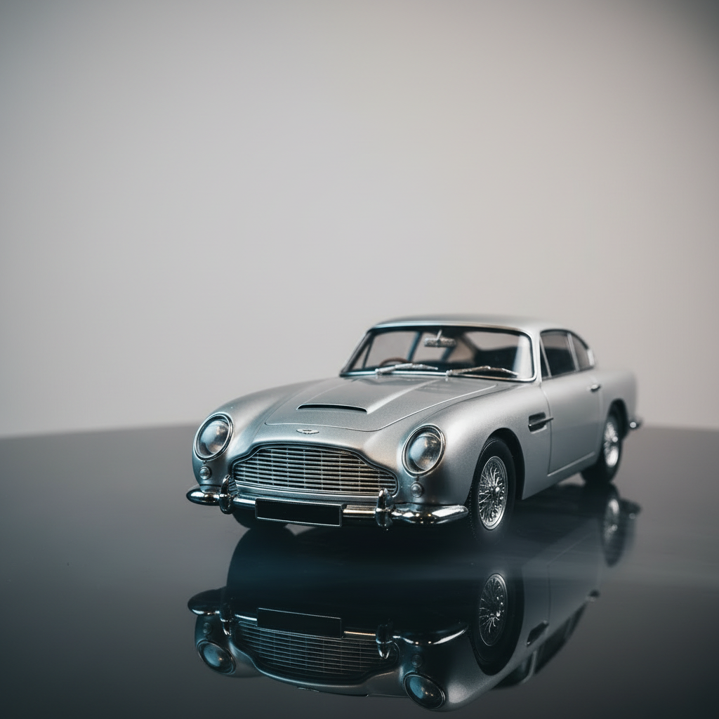 Filmmodelle – Aston Martin DB5 grauer Hintergrund