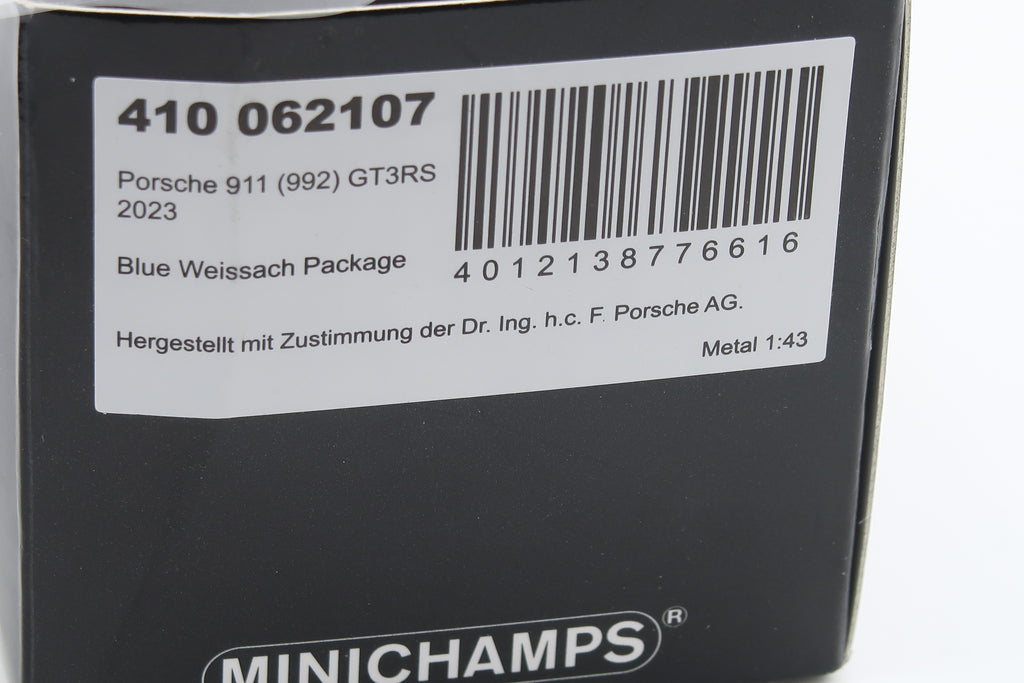 MINICHAMPS - PORSCHE 911 GT3RS - 2023 - 1:43 - RIVIERABLAU MIT WEISSACH PAKET