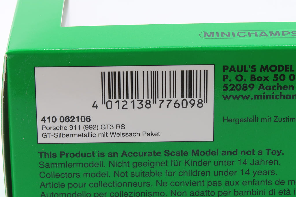 MINICHAMPS - PORSCHE 911 GT3RS ( 992 ) - 2022 - 1:43 - GT SILBERMETALLIC MIT WEISSACH PAKET (Kopie)