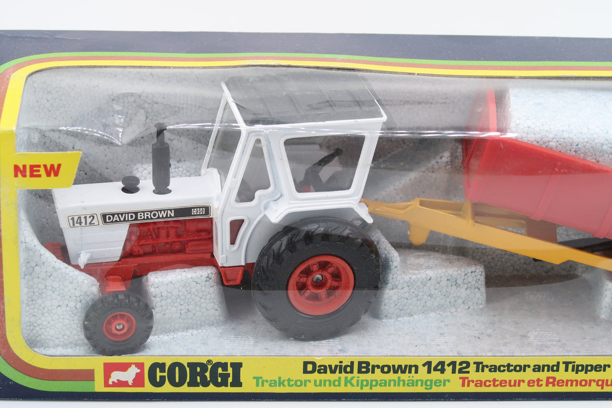 DINKY TOYS 34 - DAVID BROWN 1412 TRACTOR & TIPPER TRAILER - 1:36 - 1976 - OVP