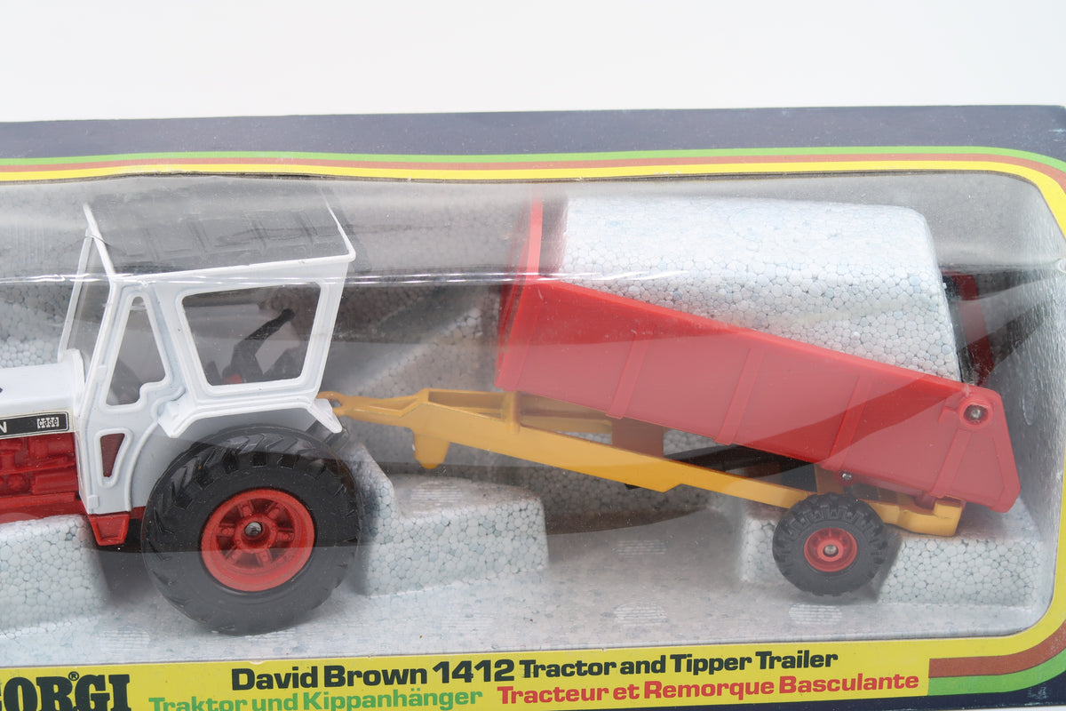 DINKY TOYS 34 - DAVID BROWN 1412 TRACTOR & TIPPER TRAILER - 1:36 - 1976 - OVP