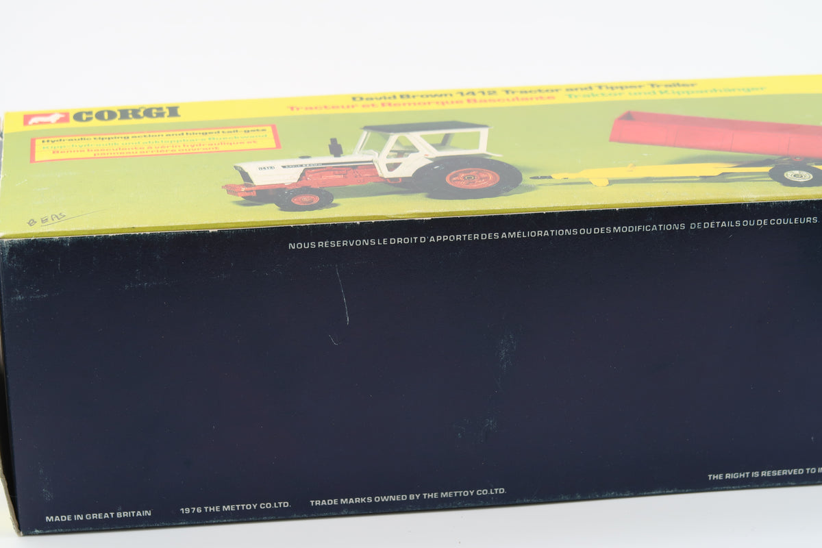 DINKY TOYS 34 - DAVID BROWN 1412 TRACTOR & TIPPER TRAILER - 1:36 - 1976 - OVP