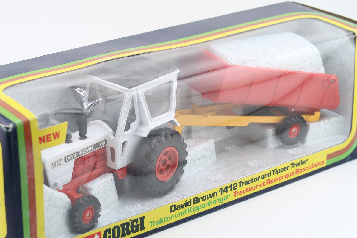 DINKY TOYS 34 - DAVID BROWN 1412 TRACTOR & TIPPER TRAILER - 1:36 - 1976 - OVP