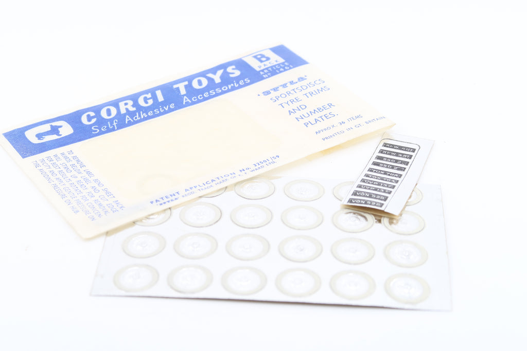 CORGI TOYS - SELF ADHESIVE ACCESSORIES - B PACK - ARTICLE 1461 - 1960