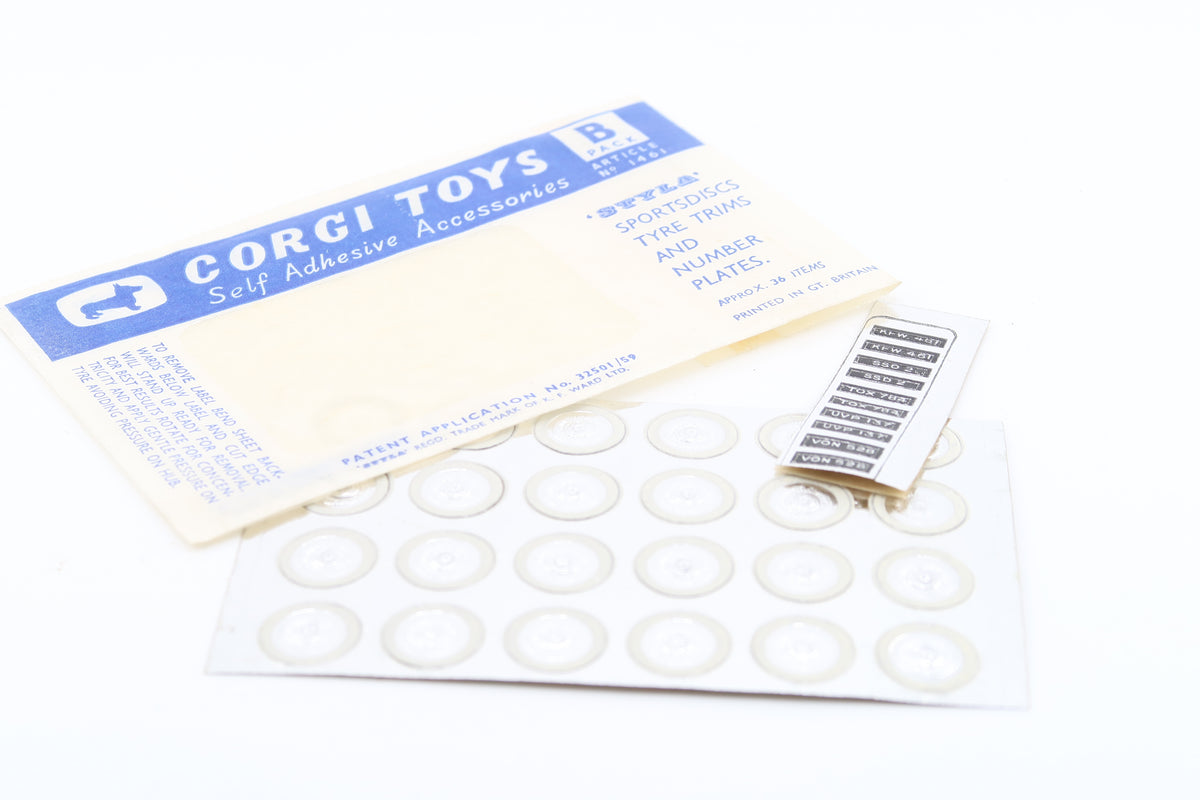 CORGI TOYS - SELF ADHESIVE ACCESSORIES - B PACK - ARTICLE 1461 - 1960