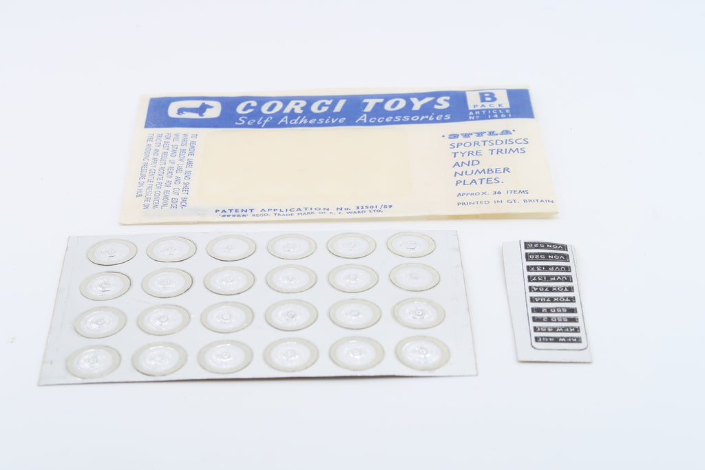 CORGI TOYS - SELF ADHESIVE ACCESSORIES - B PACK - ARTICLE 1461 - 1960