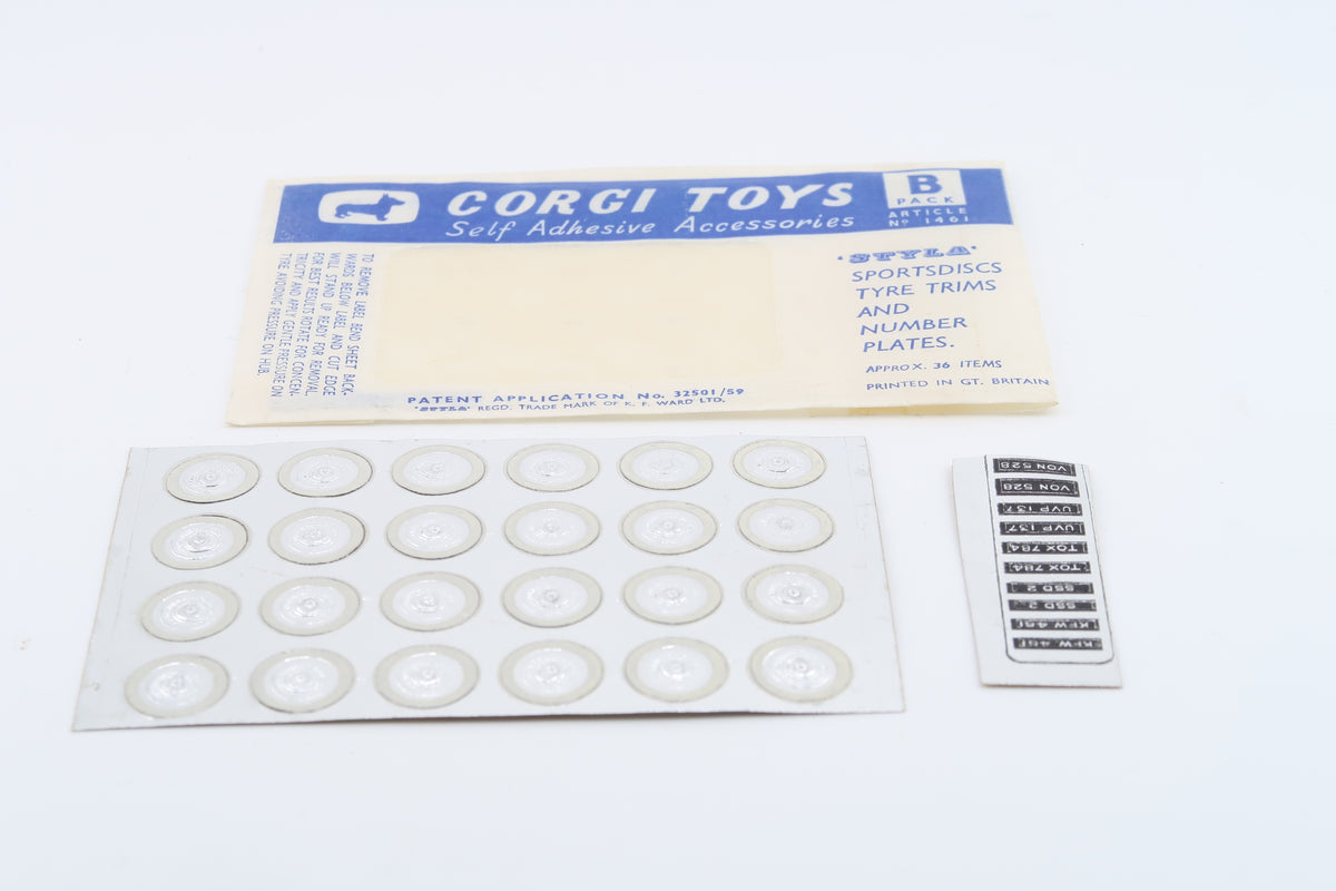 CORGI TOYS - SELF ADHESIVE ACCESSORIES - B PACK - ARTICLE 1461 - 1960
