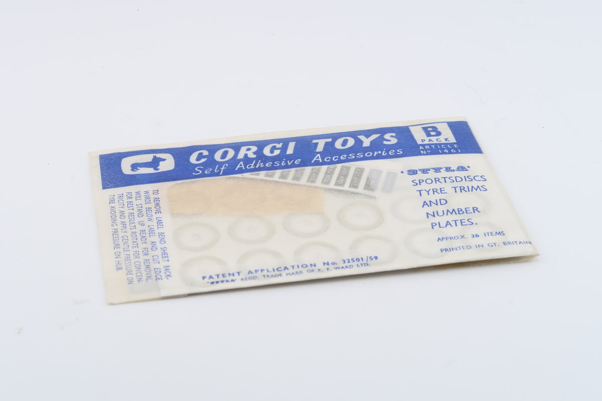 CORGI TOYS - SELF ADHESIVE ACCESSORIES - B PACK - ARTICLE 1461 - 1960