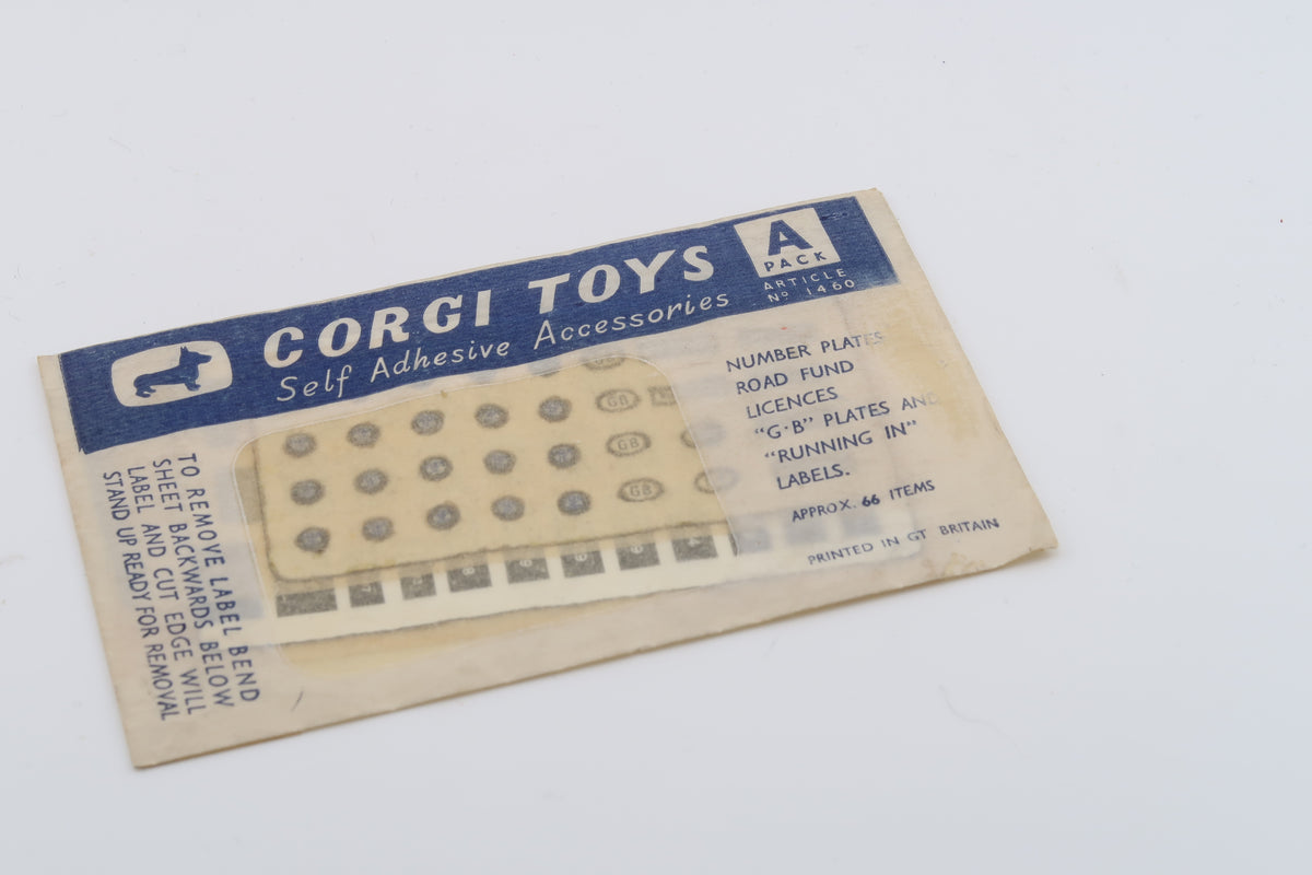 CORGI TOYS - SELF ADHESIVE ACCESSORIES - A PACK - ARTICLE 1460 - 1960