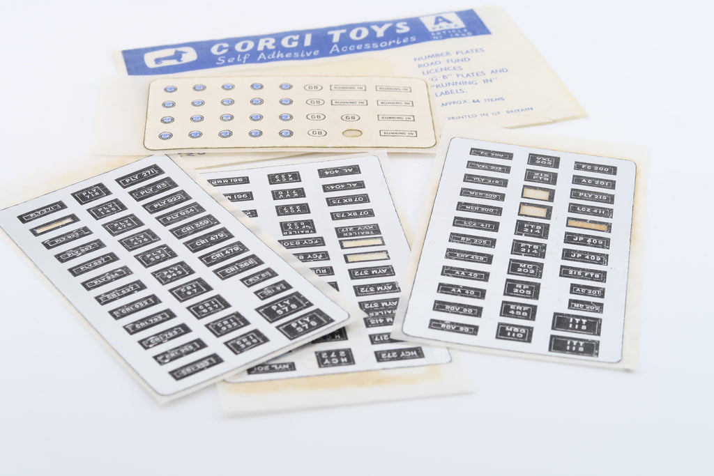CORGI TOYS - SELF ADHESIVE ACCESSORIES - A PACK - ARTICLE 1460 - 1960