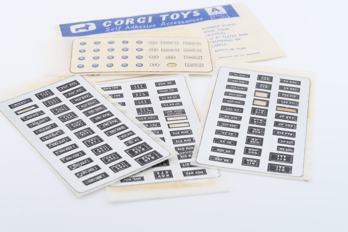 CORGI TOYS - SELF ADHESIVE ACCESSORIES - A PACK - ARTICLE 1460 - 1960