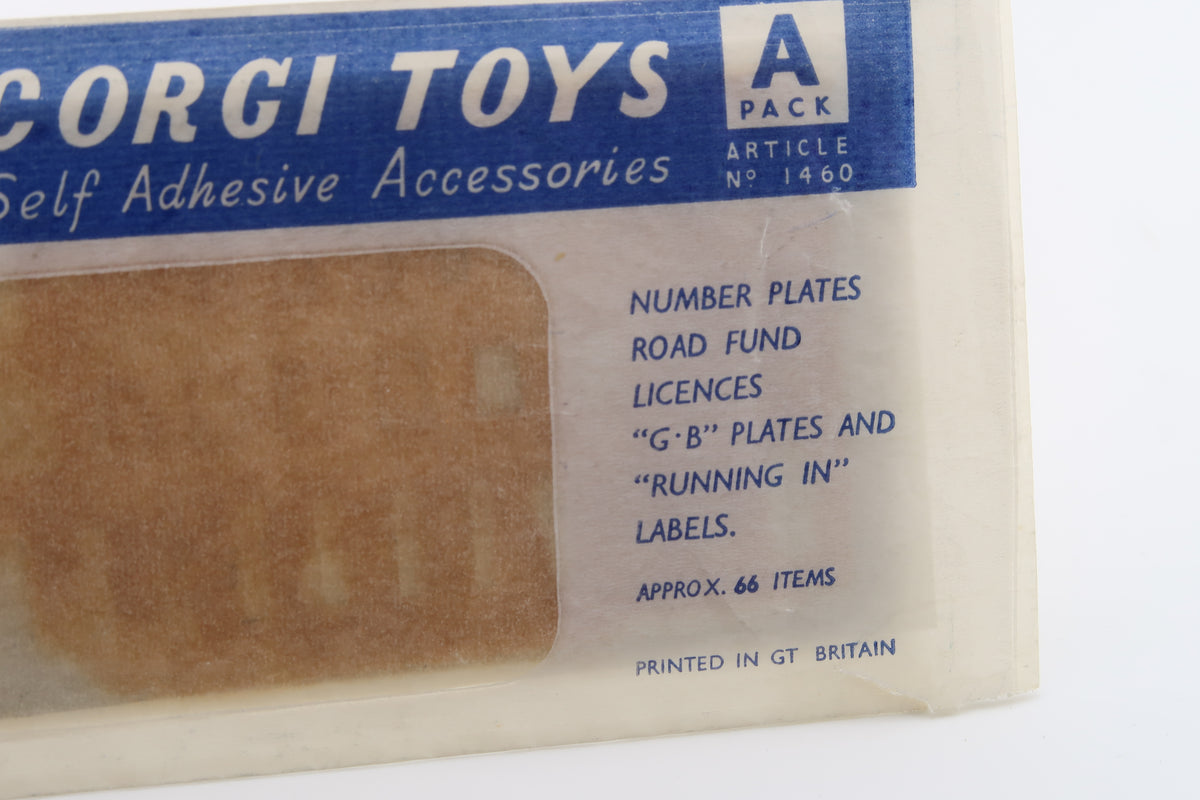 CORGI TOYS - SELF ADHESIVE ACCESSORIES - A PACK - ARTICLE 1460 - 1960