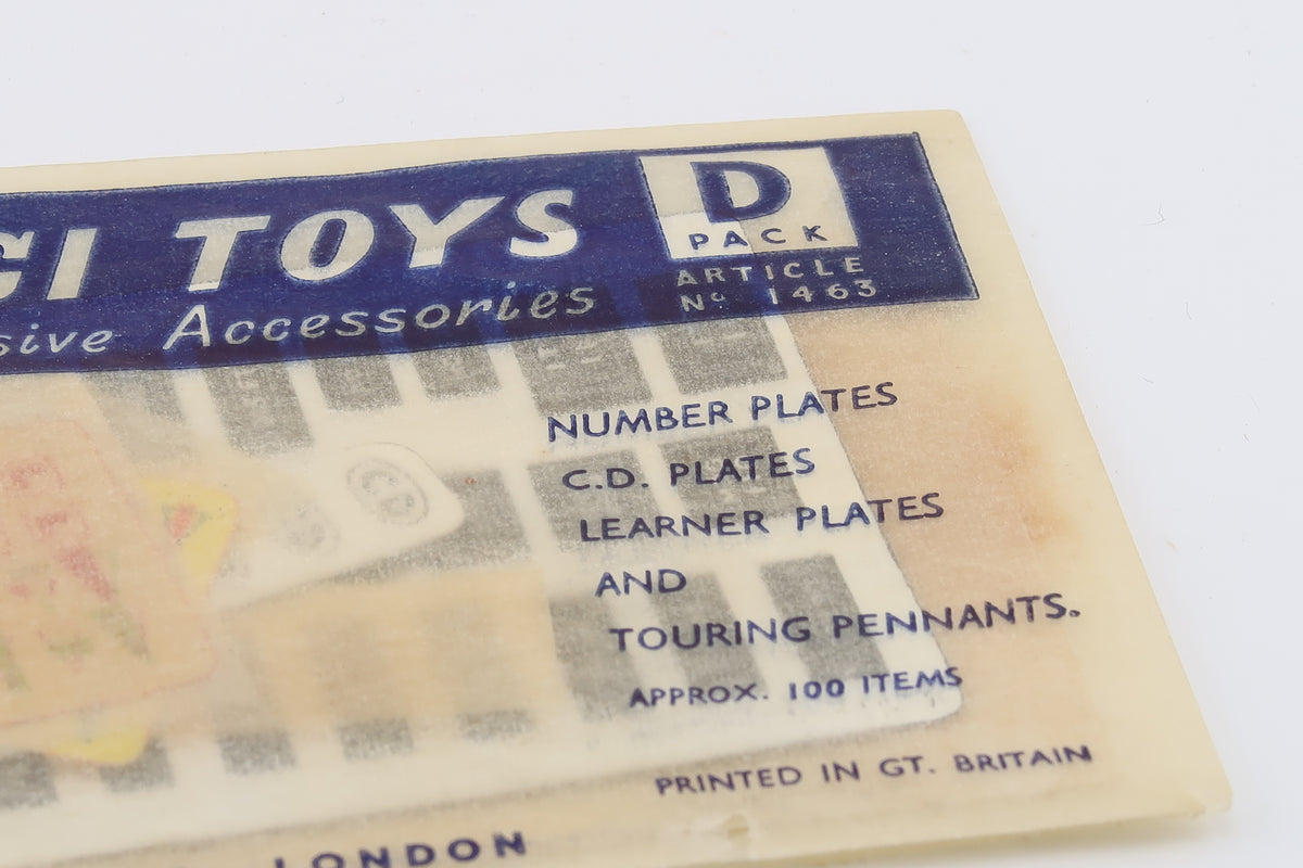 CORGI TOYS - SELF ADHESIVE ACCESSORIES - D PACK - ARTICLE 1463 - 1960