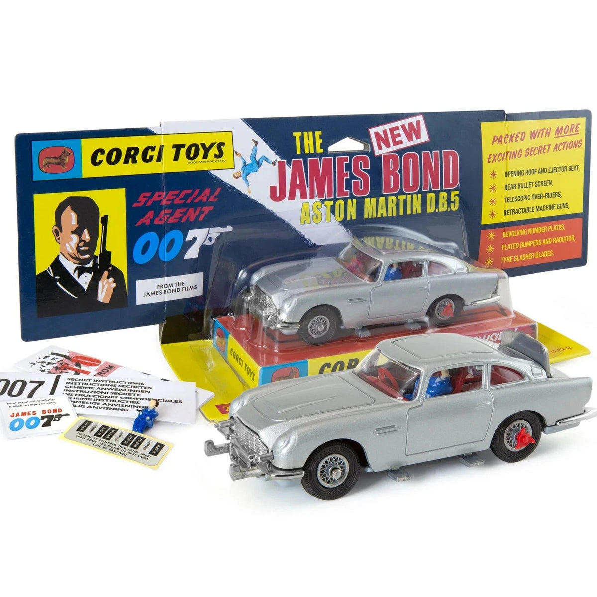 CORGI TOYS - ASTON MARTIN DB5 - JAMES BOND GOLDFINGER - 1:43 - OVP - DIORAMA DISPLAY